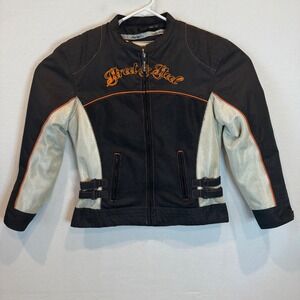 Street & Steel Womens Motorcycle Jacket Black Orange Mesh Riding Gear Large